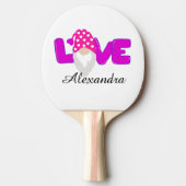 Raquette De Ping Pong Personnaliser l'amour Gnome Coeur rose pourpre (Devant)