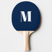 Raquette De Ping Pong Personnaliser monogramme initial marine bleu blanc (Dos)