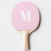 Raquette De Ping Pong Personnaliser monogramme initial rose clair blanc (Dos)