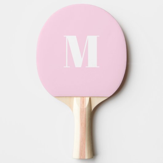 Raquette De Ping Pong Personnaliser monogramme initial rose clair blanc (Devant)