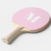 Raquette De Ping Pong Personnaliser monogramme initial rose clair blanc (Devant Angle)