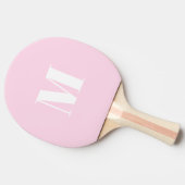 Raquette De Ping Pong Personnaliser monogramme initial rose clair blanc (Côté)