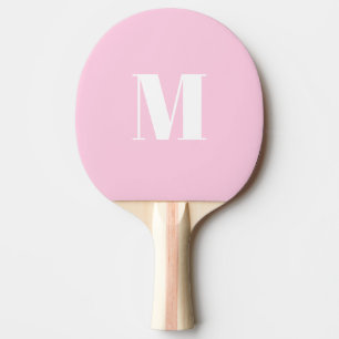 Raquette De Ping Pong Personnaliser monogramme initial rose clair blanc