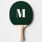 Raquette De Ping Pong Personnaliser monogramme initial vert foncé blanc (Dos)