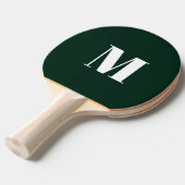 Raquette De Ping Pong Personnaliser monogramme initial vert foncé blanc (Devant Angle)