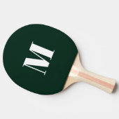Raquette De Ping Pong Personnaliser monogramme initial vert foncé blanc (Côté)