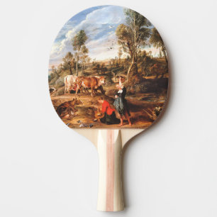 Raquette De Ping Pong Peter Paul Rubens Milkmaips avec du bétail sur une