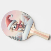 Raquette De Ping Pong Petit chiot de Noël en chapeau santa (Côté)