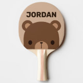 Raquette De Ping Pong Petit ours Brown mignon avec nom personnalisé (Dos)