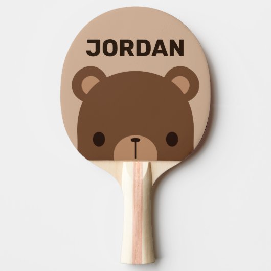 Raquette De Ping Pong Petit ours Brown mignon avec nom personnalisé (Devant)