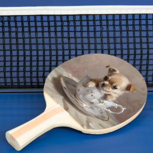 Raquette De Ping Pong Petit plaisir : chiot chihuahua dans une tasse à t