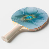 Raquette De Ping Pong Petite Beauté Moderne Bleu Or Fractal Art Flower (Devant Angle)