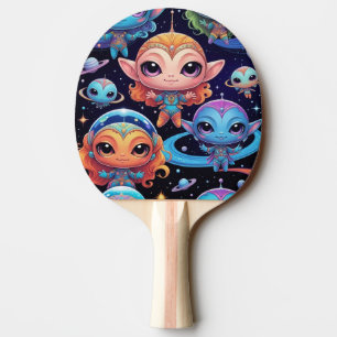 Raquette De Ping Pong Petits Aliens Multi-Couleurs dans l'Espace