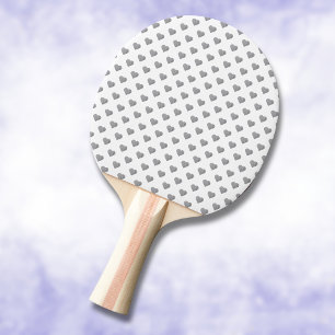 Raquette De Ping Pong Petits Coeurs Gris Béton Symétrique sur Blanc