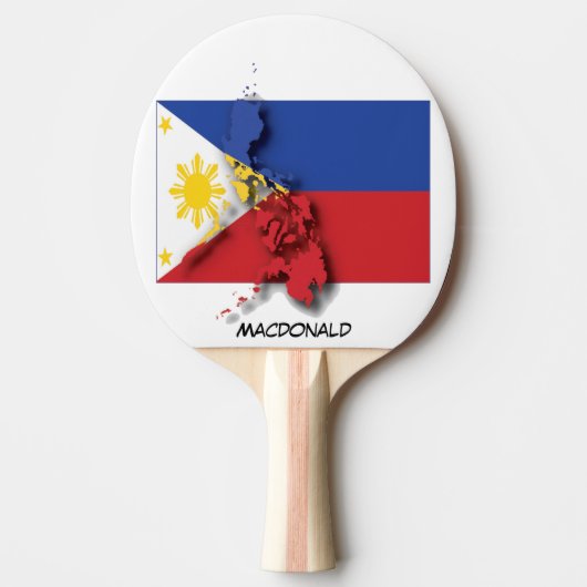 Raquette De Ping Pong PHILIPPINES DRAPEAU & CARTE Personnalisé (Devant)