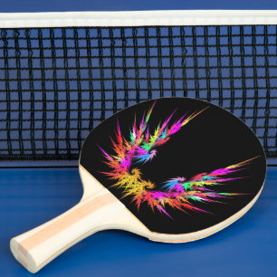 Raquette De Ping Pong Phoenix - art fractal coloré sur noir
