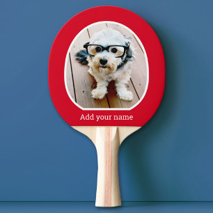 Raquette De Ping Pong Photo avec cadre simple - texte moderne rouge blan