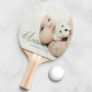 Raquette De Ping Pong Photo personnalisée avec nom et texte personnalis