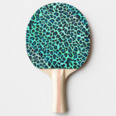 Raquette De Ping Pong Photographie noir et Turquoise de Leopard (Devant)