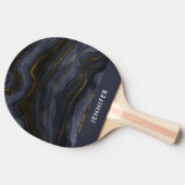 Raquette De Ping Pong Pierre d'Agate Noir & Or moderne Abstrait (Côté)