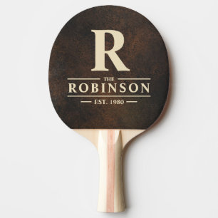 Raquette De Ping Pong Pierre de Monazite Marron Foncé Nom de Famille & I