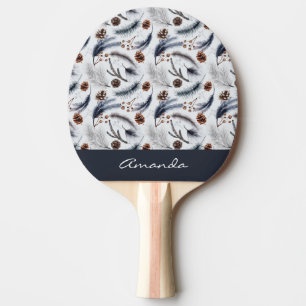 Raquette De Ping Pong Pine Cones & Pine Needles Aquarelles Motif