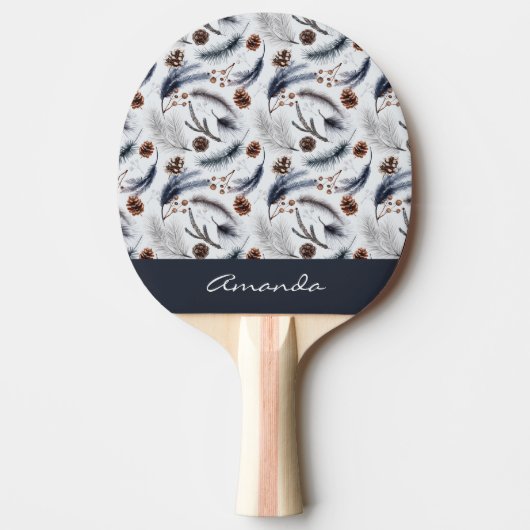 Raquette De Ping Pong Pine Cones & Pine Needles Aquarelles Motif (Devant)