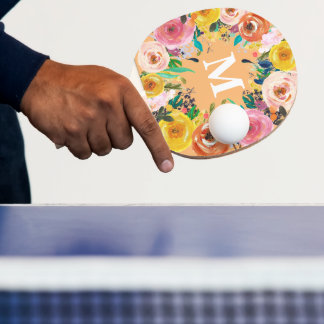 Raquette De Ping Pong Ping Ping Tableau Monogramme Personnalisé Floral P