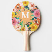 Raquette De Ping Pong Ping Ping Tableau Monogramme Personnalisé Floral P (Devant)