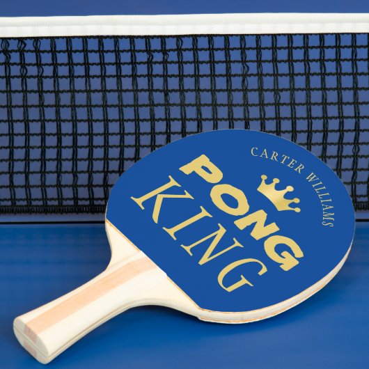 Raquette De Ping Pong PING PONG KING Nom Editable Blue Gold 2 côtés (Insitu)