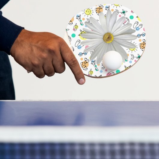 Raquette De Ping Pong Ping Pong Paddle Blanc Daisy Fleurs florales (Insitu)