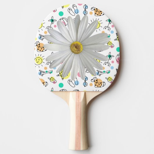Raquette De Ping Pong Ping Pong Paddle Blanc Daisy Fleurs florales (Devant)