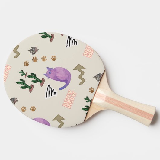 Raquette De Ping Pong Ping Pong Paddle Chat Poissons Paquets Cactus Meow (Côté)