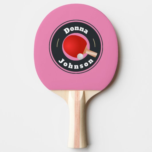 Raquette De Ping Pong Ping Pong Paddle - Custom Ajouter votre nom rose (Devant)