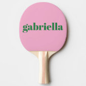Raquette De Ping Pong Pink Green Bold Typography Personalized Name (Devant)