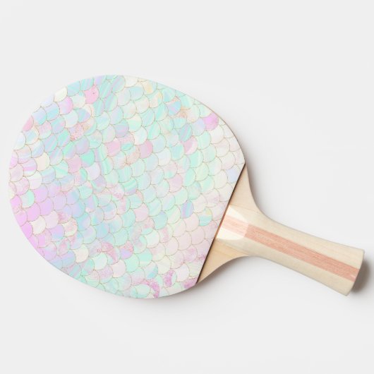 Raquette De Ping Pong Pink Mermaid Gold Parties scintillant Iridescente (Côté)