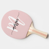 Raquette De Ping Pong Pink Modern Script Girl Monogramme Nom (Côté)
