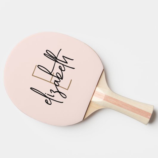Raquette De Ping Pong Pink Modern Script Girl Monogramme Nom (Côté)