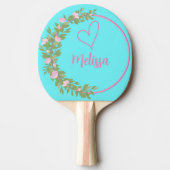 Raquette De Ping Pong Pink Modern Script Girly Monogram Name  (Devant)