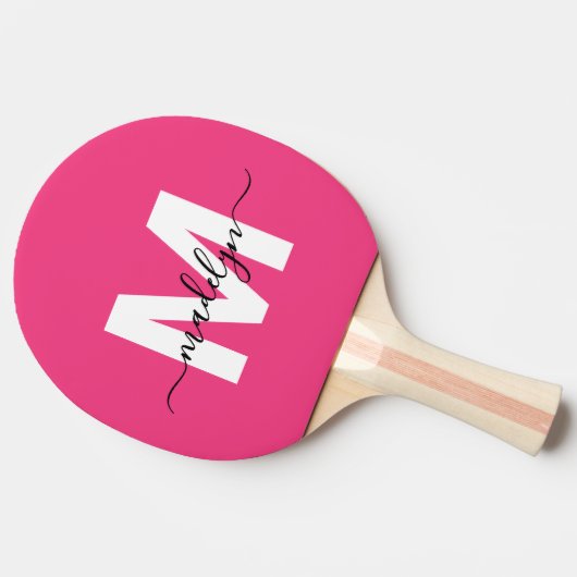 Raquette De Ping Pong Pink Name Monogram (Côté)