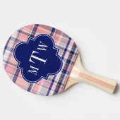 Raquette De Ping Pong Pink Navy White Preppy Madras Quatrefoil (Côté)
