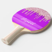 Raquette De Ping Pong Pink violet rose or parties scintillant nom goutte (Devant Angle)