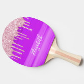 Raquette De Ping Pong Pink violet rose or parties scintillant nom goutte (Côté)