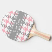 Raquette De Ping Pong Pink White Dk Gray Houndstooth Nom Monogram (Côté)