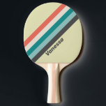 Raquette De Ping Pong Pistache vintage triée avec le nom<br><div class="desc">Réveillez votre jeu avec le charme subtil et l'esprit nostalgique de la Pistache Vintage rayée avec le nom Ping Pong Paddle. Des rayures douces et rafraîchissantes dans des tons doux évoquent la douceur des temps plus simples, remplissant chaque match avec un sentiment de chaleur, de facilité et de style intemporel....</div>