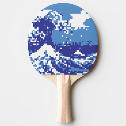 Raquette De Ping Pong Pixel Tsunami bleu 8 bits Pixel Art (Devant)