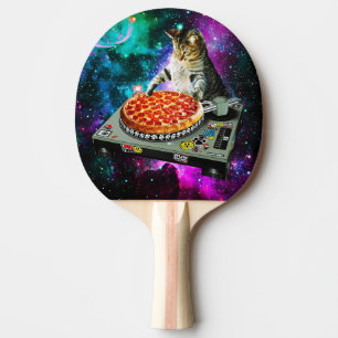 Raquette De Ping Pong Pizza de chat du DJ de l'espace