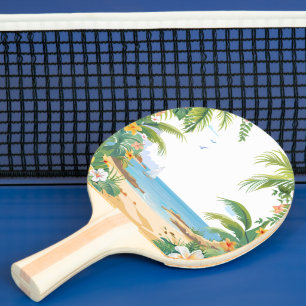 Raquette De Ping Pong plage à fleurs d'été