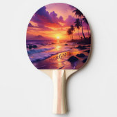 Raquette De Ping Pong Plage de coucher de soleil tropicale customisée -  (Devant)