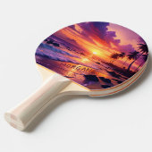 Raquette De Ping Pong Plage de coucher de soleil tropicale customisée -  (Devant Angle)